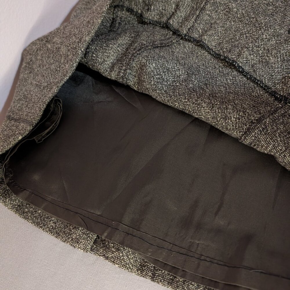 ⭐Ann Taylor Wool Marled Brown Zip Up Lined Skirt With Button Accent Slit Size 0⭐ - Picture 5 of 9